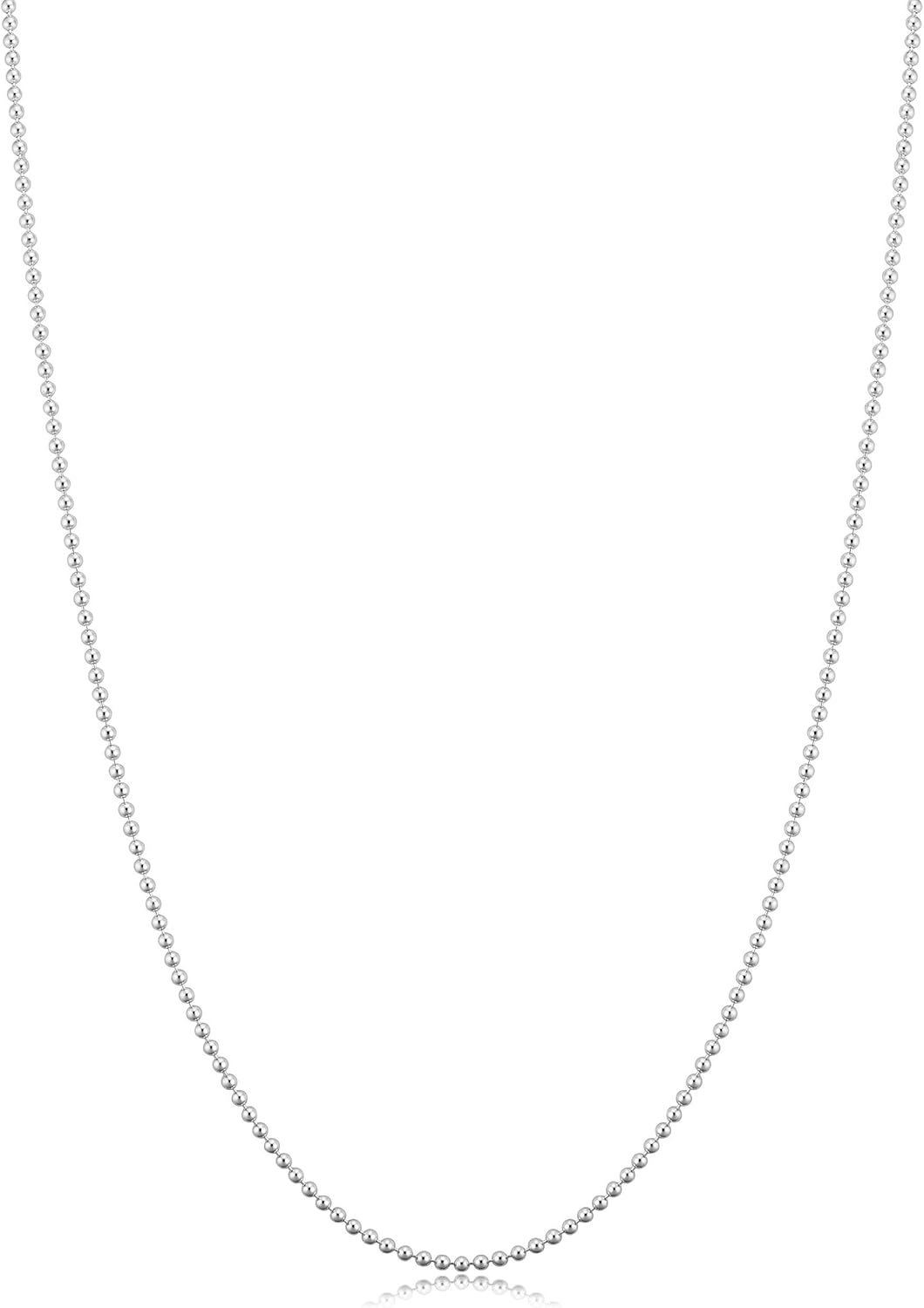 ARGENTO REALE 925 Sterling Silver Necklace 1.5MM-5MM Bead Ball Link Chain Necklace, Dog Tag Army Chain for Pendants, Pallini, Gift, silver chain, Solid Silver, 16-30 Inch made in italy - Image 2
