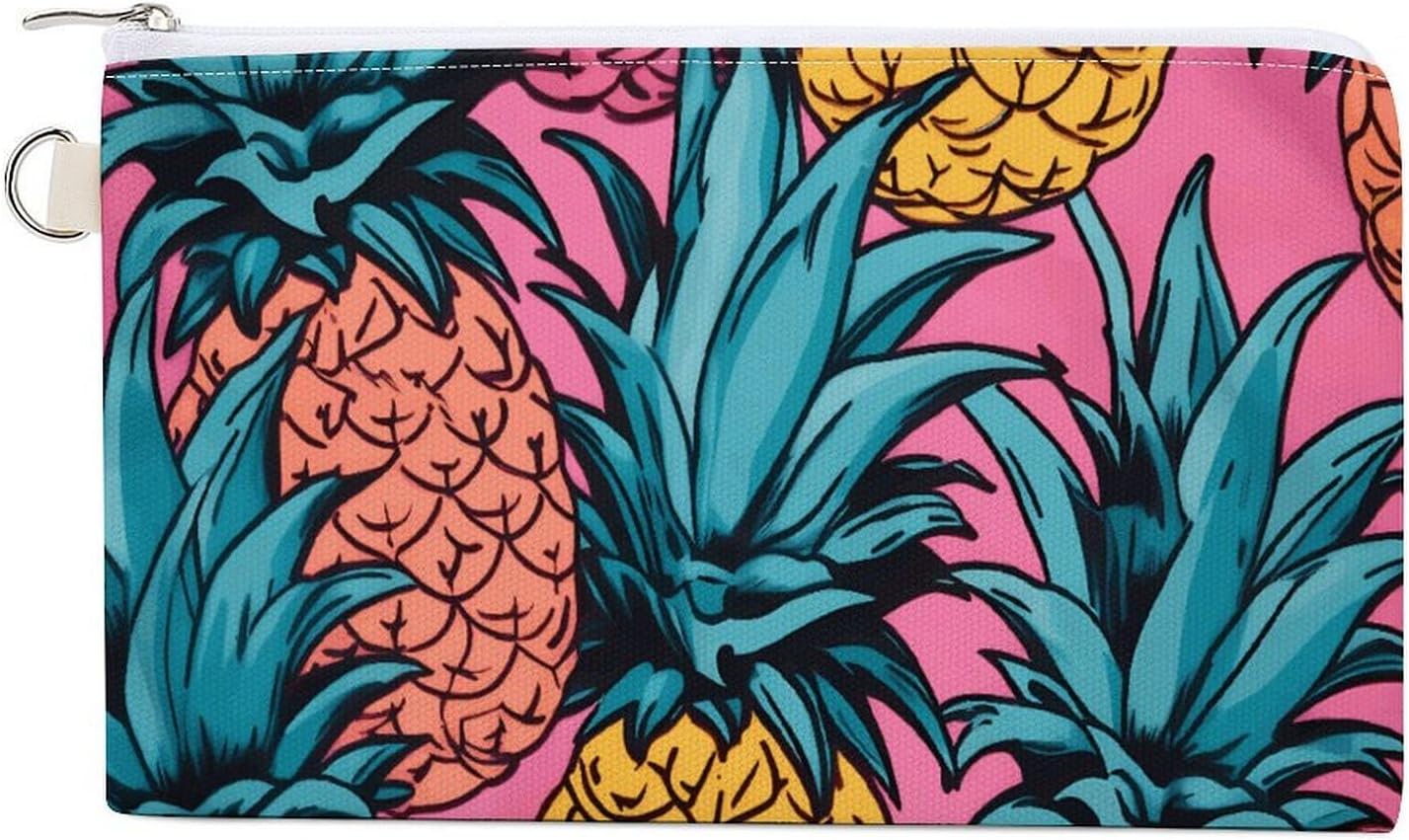 Color Pineapple Coin Purse Coin Wallet Coin Bag Coin Pouch with Zipper Canvas Change Purse Pouch Zero Wallet Tool Bag