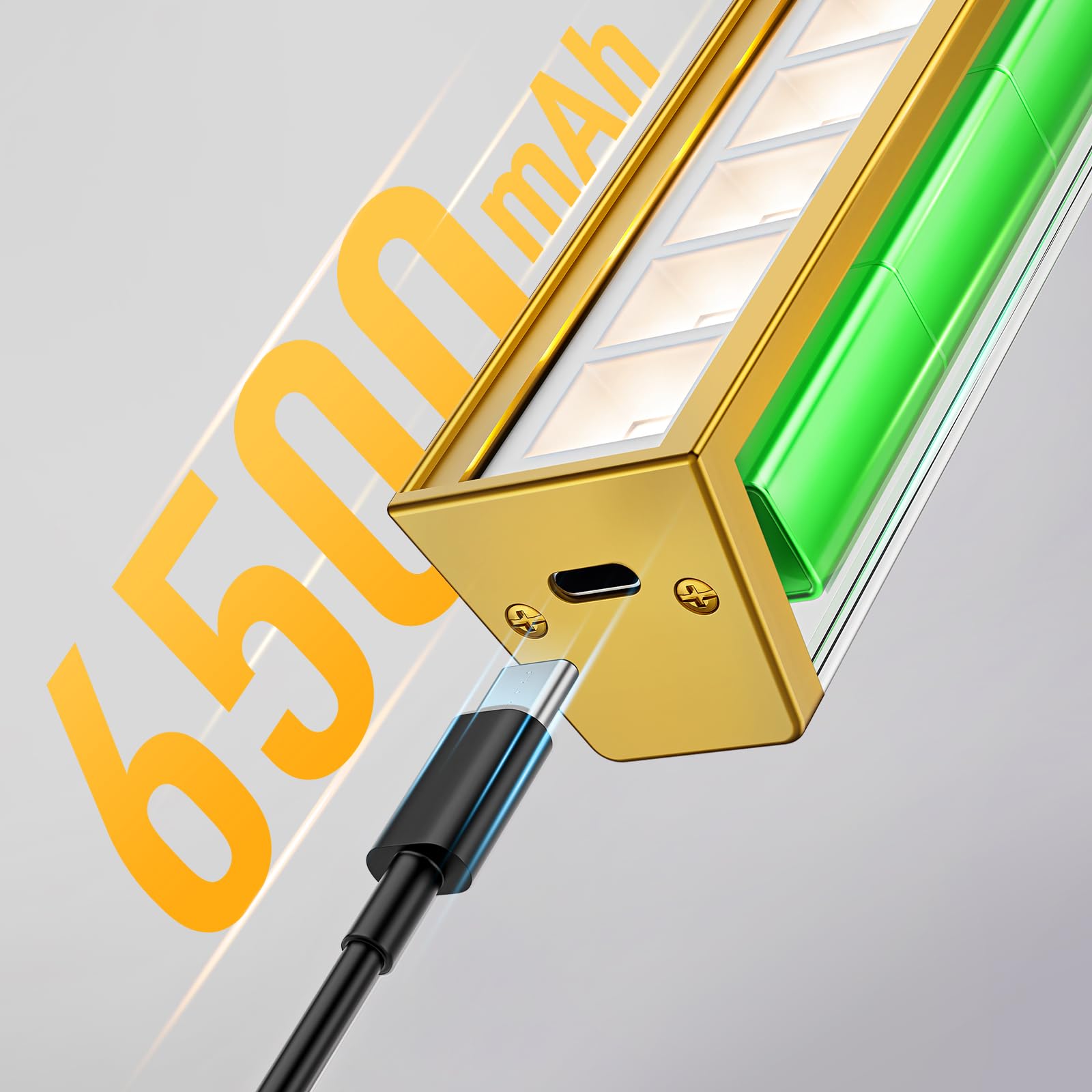 AIBOO - Lámpara LED inalámbrica recargable con mando a distancia, 60 cm, iluminación de imagen inalámbrica, 6500 mAh, lámpara de pared interior, iluminación regulable (dorado)