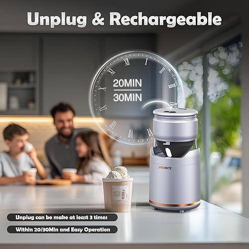 Miniatura 2 de Máquina para hacer helados, mini máquina eléctrica de alta calidad con funcionamiento de bajo ruido, recargable, perfecta para gelato, sorbete y