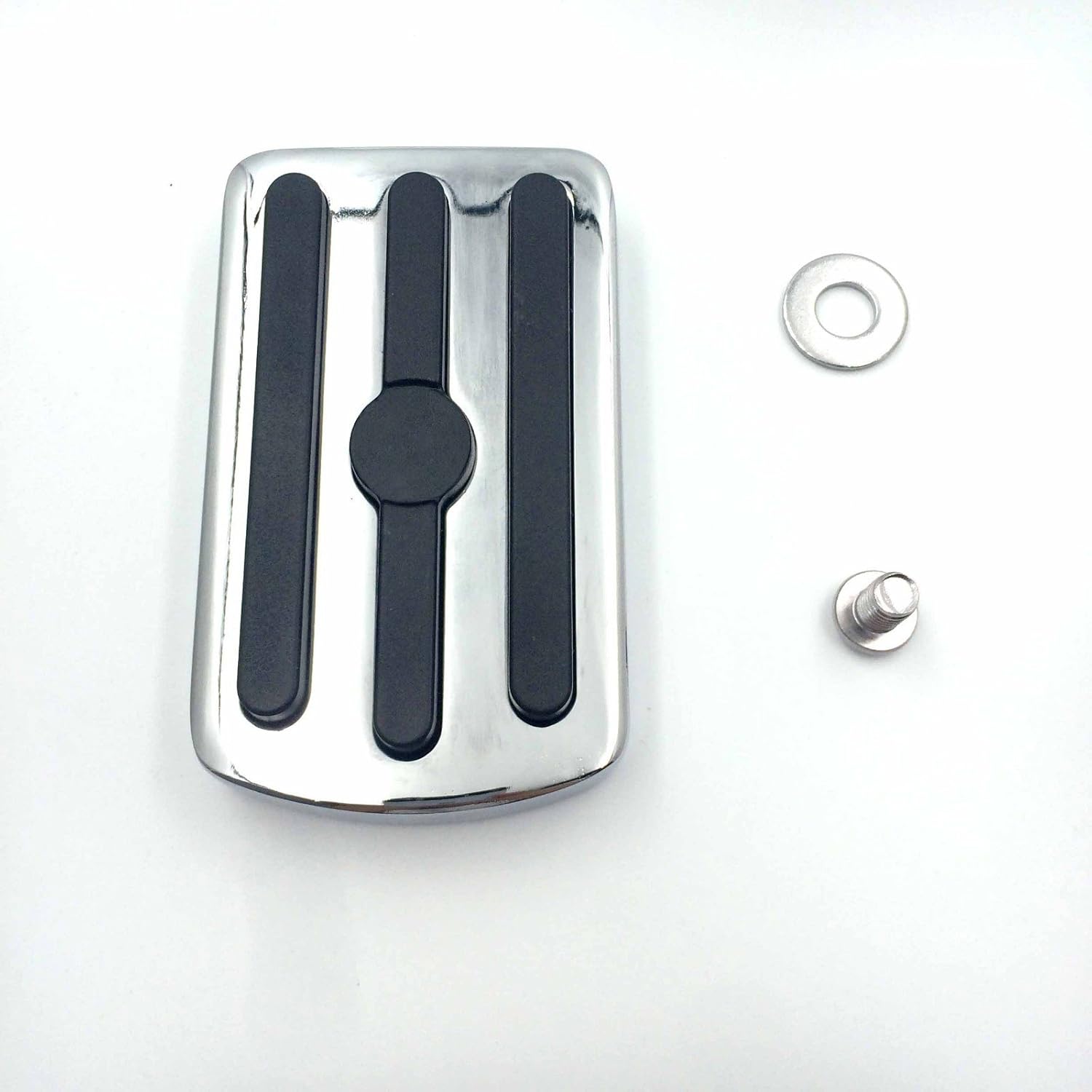MT216-094- Chrome Skull Large Brake Pedal Pad Compatible with Harley Davidson '12-later Dyna FLD, '86-later FL Softail and '80-later Touring models(V Rod Muscle/Tri Glide/SuperLow)