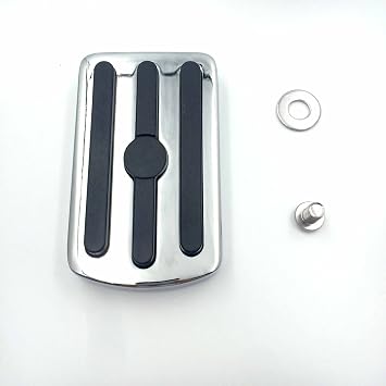 MT216-094- Chrome Skull Large Brake Pedal Pad Compatible with Harley Davidson 12-later Dyna FLD,#39;86-later FL Softail and 80-later Touring modelsV Rod Muscle/Tri Glide/SuperLow