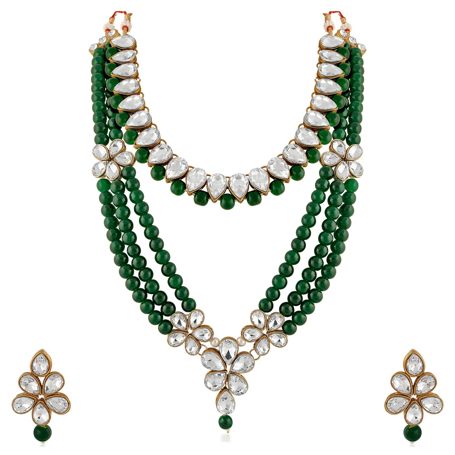 Stefan Traditional Ethnic Jewellery Set with Kundan and Green Beads For Women (CJ100216) (B08Y5QXTYW) Amazon Price History, Amazon Price Tracker