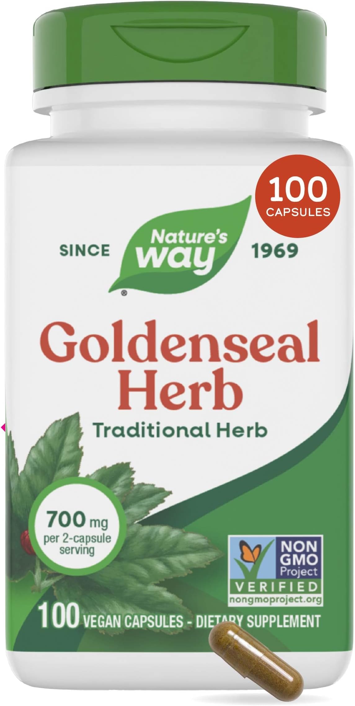 Goldenseal Herb Capsules, 400 mg, 100-Count