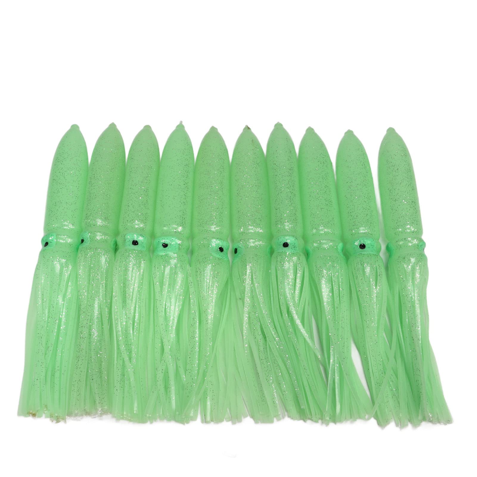 da 10 pezzi Attito di calamari, gonfie di calamari in silicone esche da pesca con gancio, esca da pesca di calamari luminosi luminosi per pesce