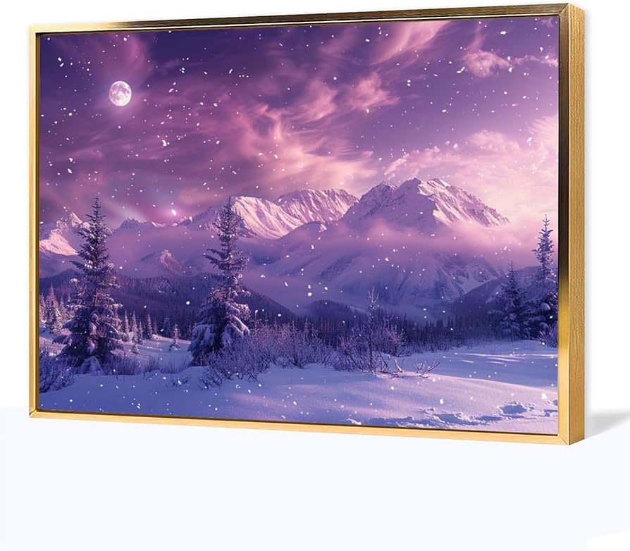 絵画月明かりの山脈