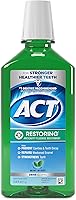 ACT Restoring Zero Alcohol Fluoride Mouthwash, Mint Burst 33.8 oz - Strengthens Enamel, Fights Cavities 70% Better, Dentist Recommended