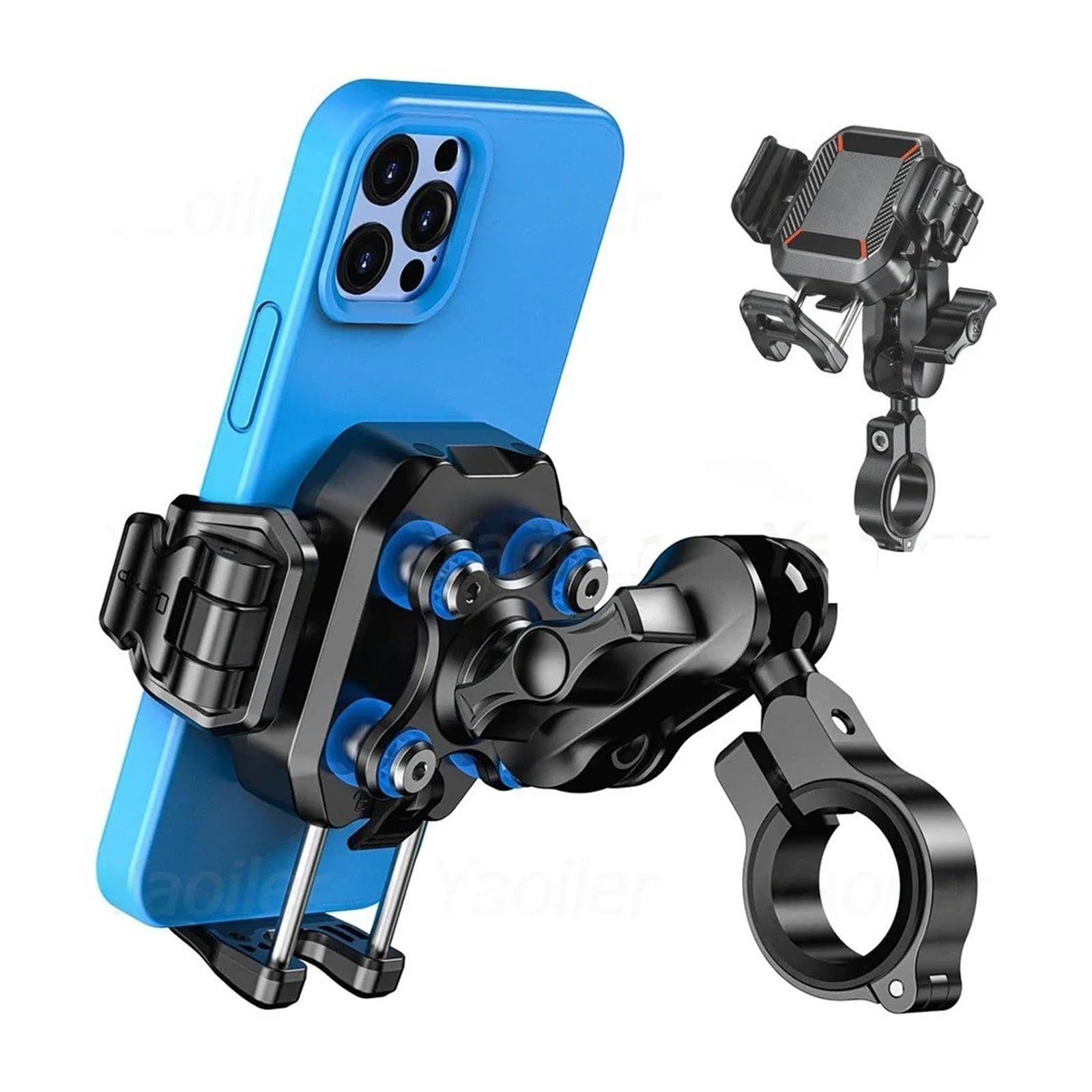 Support Telephone Velo Moto Support Téléphone pour Moto avec Amortisseur Vibrations pour Vélo Scooter VTT Navigation pour Smartphones 5,4 À 7,2 Pouces(M33-C1)