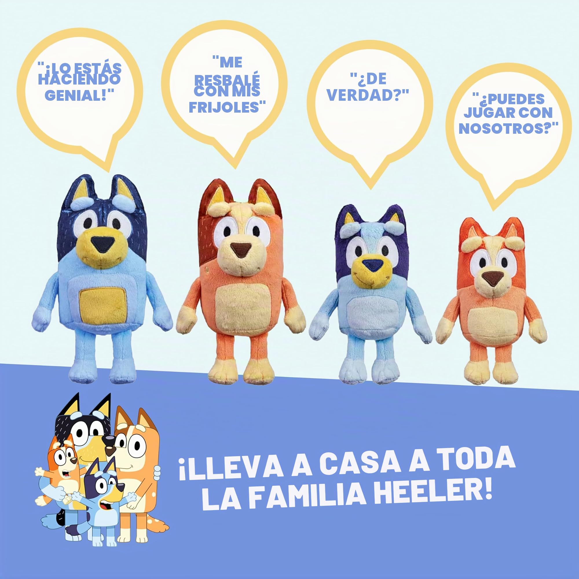 Bluey - Peluche de Bingo parlante de 12 Pulgadas - Interactivo - Canta Junto con el Bingo, 9 Frases Diferentes, Multicolor, 17137