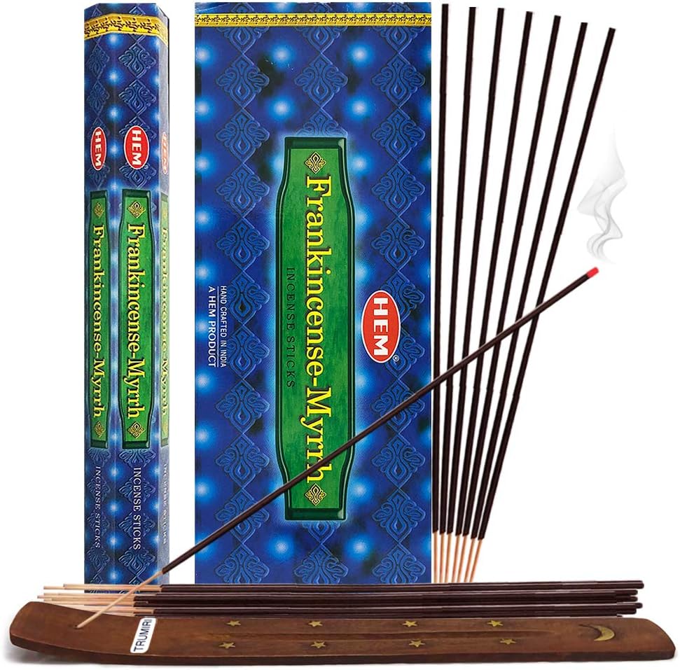 Frankincense and Myrrh Incense Sticks and Incense Stick Holder Bundle Insence Insense Hem Incense Sticks…