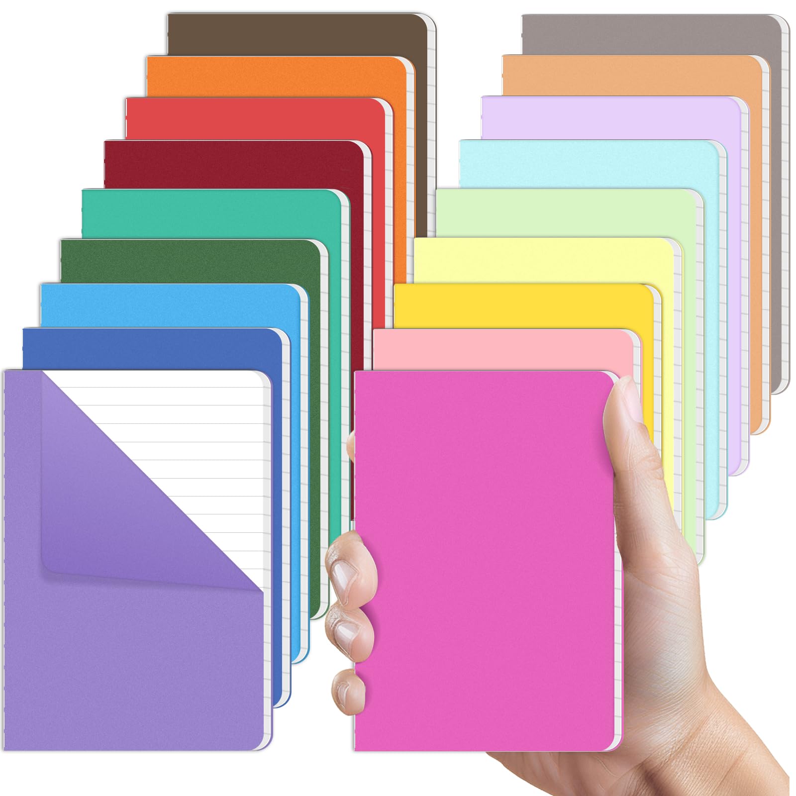 RITOLLO 18 Pack A6 Notebooks 64 Pages Lined Notebooks 12 Rainbow Colours Pocket Notepads Ideal for Writing Memos Diary for School and Office