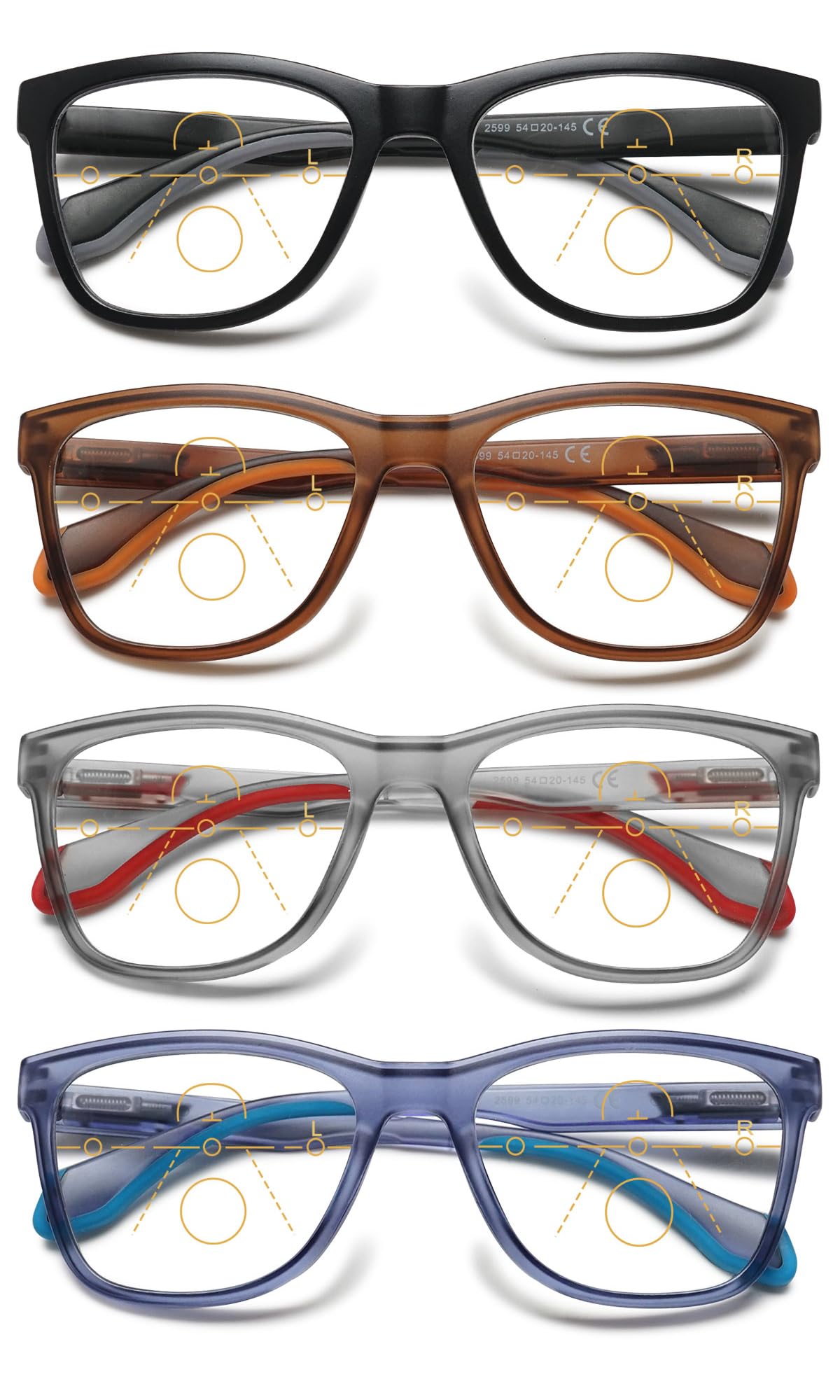 KOOSUFA Gleitsichtbrille Progressive Multifokus Anti-Blaulicht Lesebrille Herren Damen Gleitsicht Lesebrillen Ultraleicht Federscharnier Computerbrille Arbeitsplatzbrille 1.0 1.5 2.0 2.5 3.0 3.5 4.0