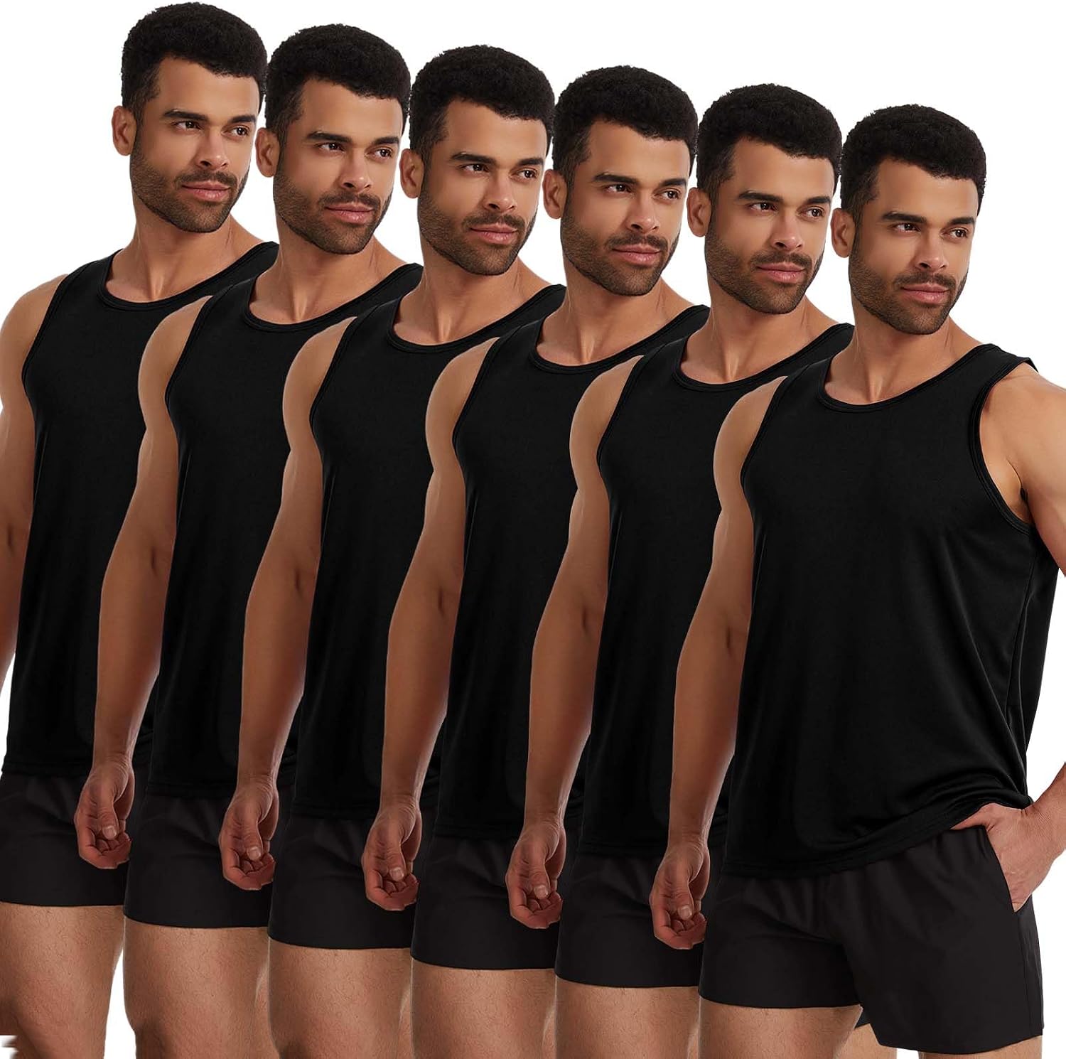 6 Pack Men's Tank Tops Summer Quick Dry Workout Sleeveless Shirts Athletic Gym Muscle Shirts for Bodybuilding