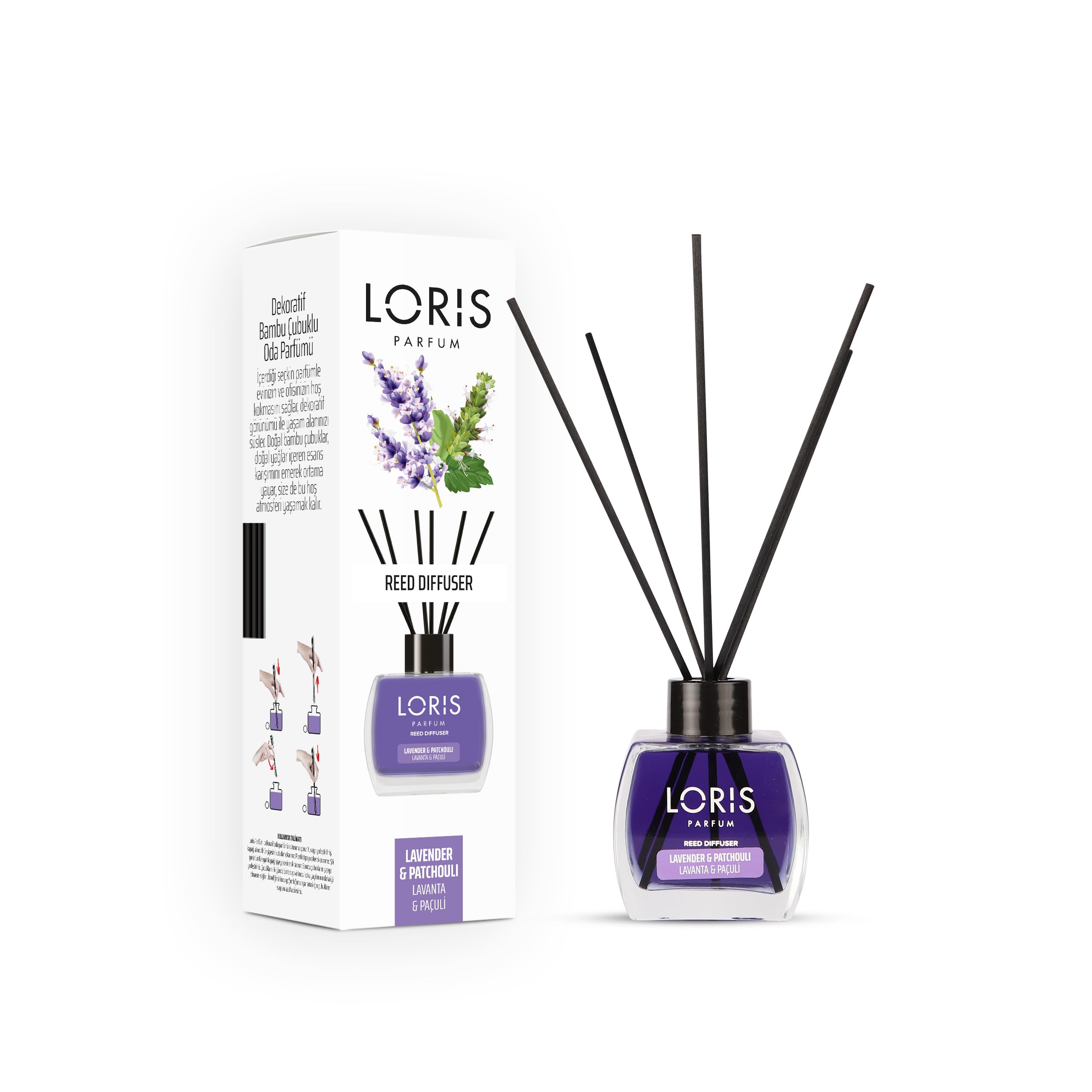 Loris Perfume Reed Diffuser Lavender & Musk 120ml Purple