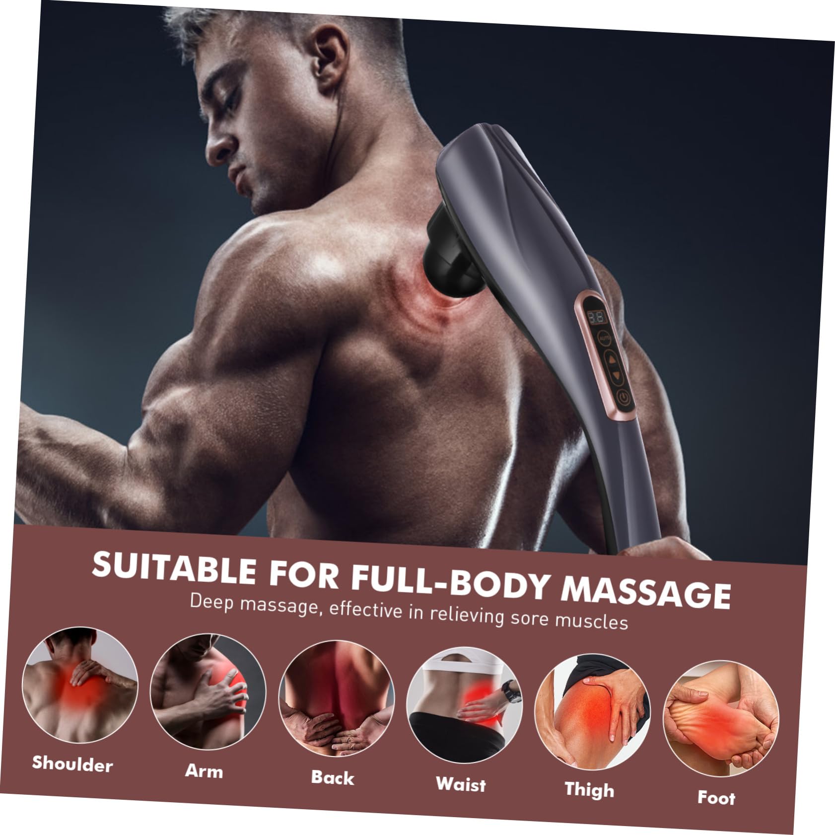 ERINGOGO Massaggiatore Portatile per Corpo e Collo Design Ricaricabile 2000mah in Abs Nero a Forma di Delfino per Massaggi Indoor e Outdoor
