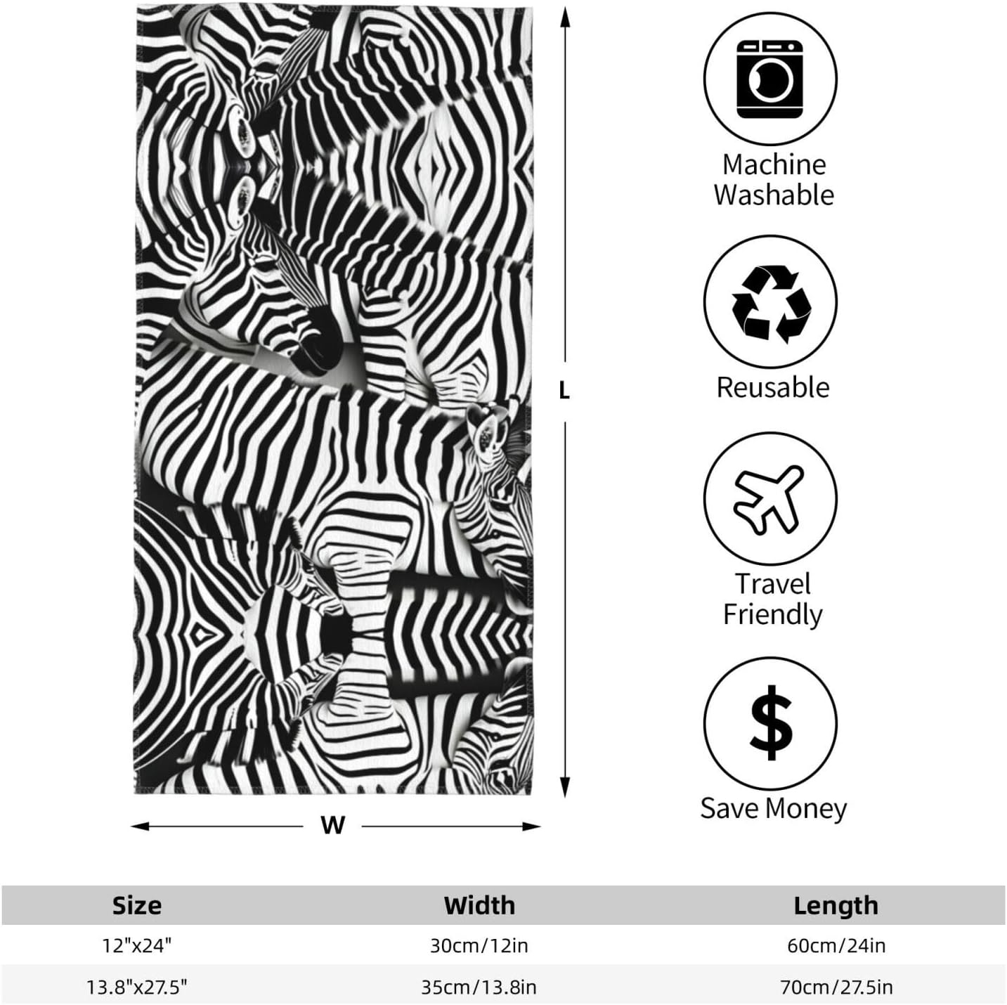 Zebra Print Hand Towels for Kitchen, Decorative Bathroom Towels Decor Farmhouse Cute for Men Women Gifts