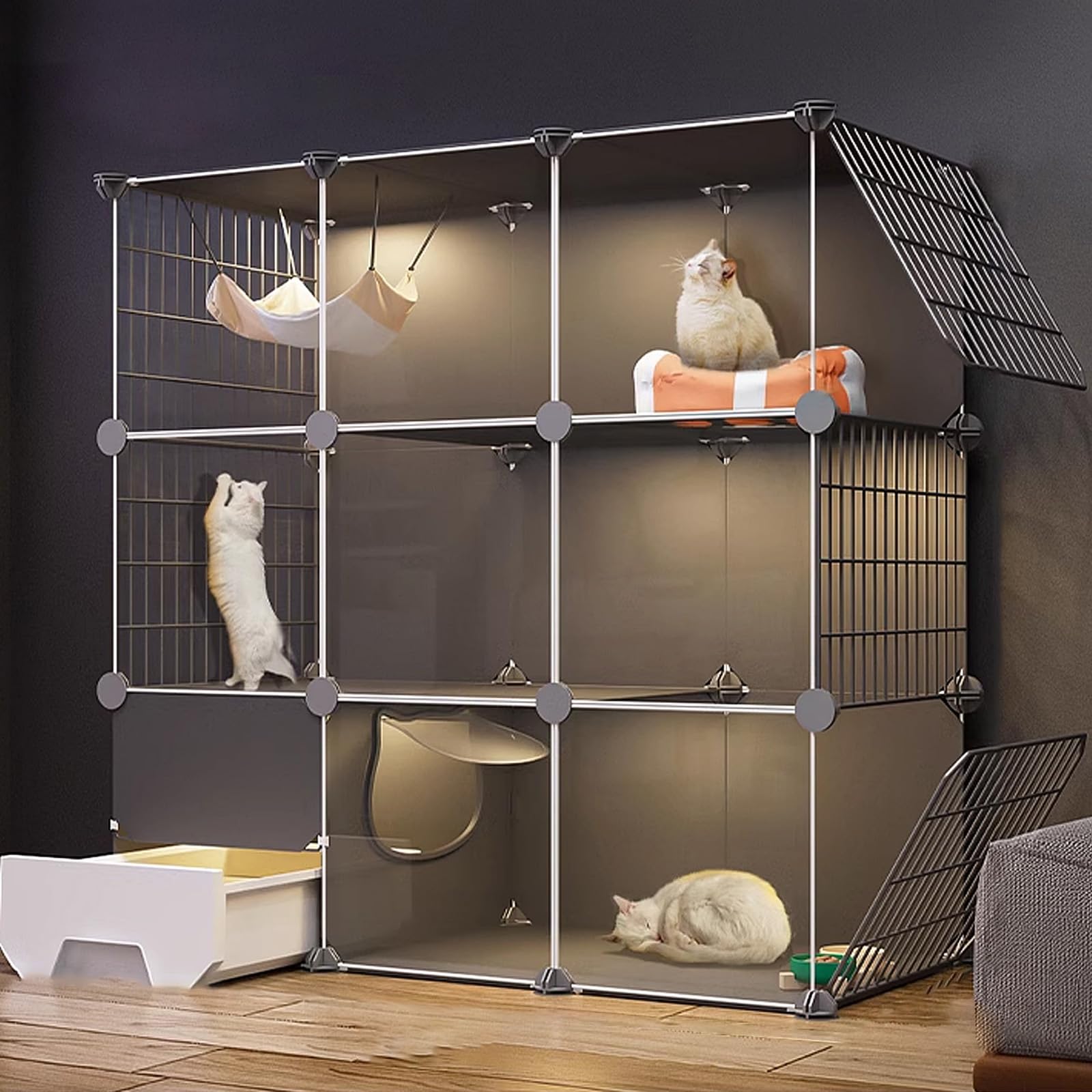 asdchZen Indoor/Outdoor Cat Cage,Cat Cage With Litter Box,Pet Playpen For Cats,Transparent Design,S For Cats Easy To Clean,Package A,110 * 49 * 109Cm,Package a-110 * 49 * 109CM