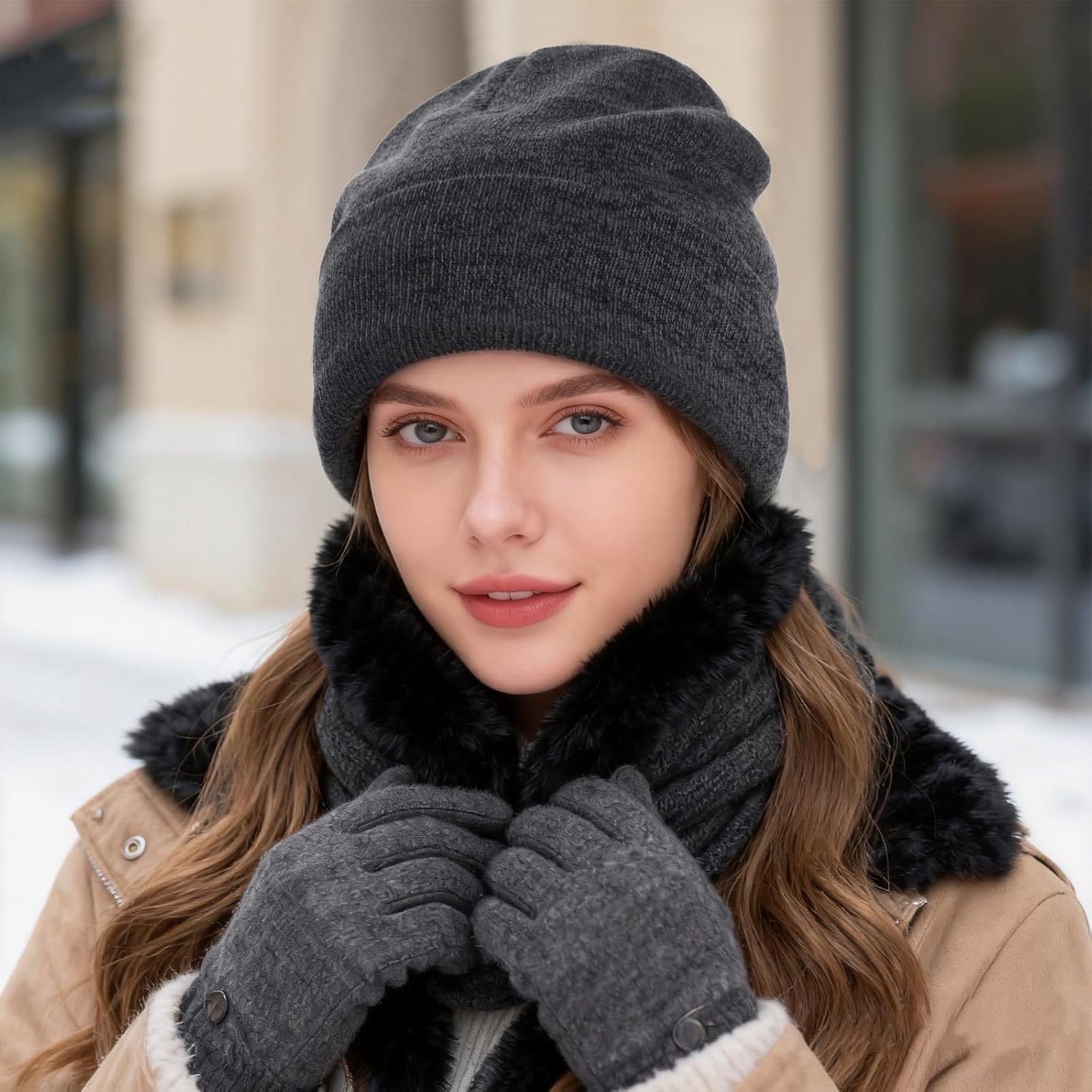 Winter Warm Beanie Daily Hat Double Layered Polar Fashion Knitted Fleece Lined Ski Stocking Skull Cap for Men Women - Image 5