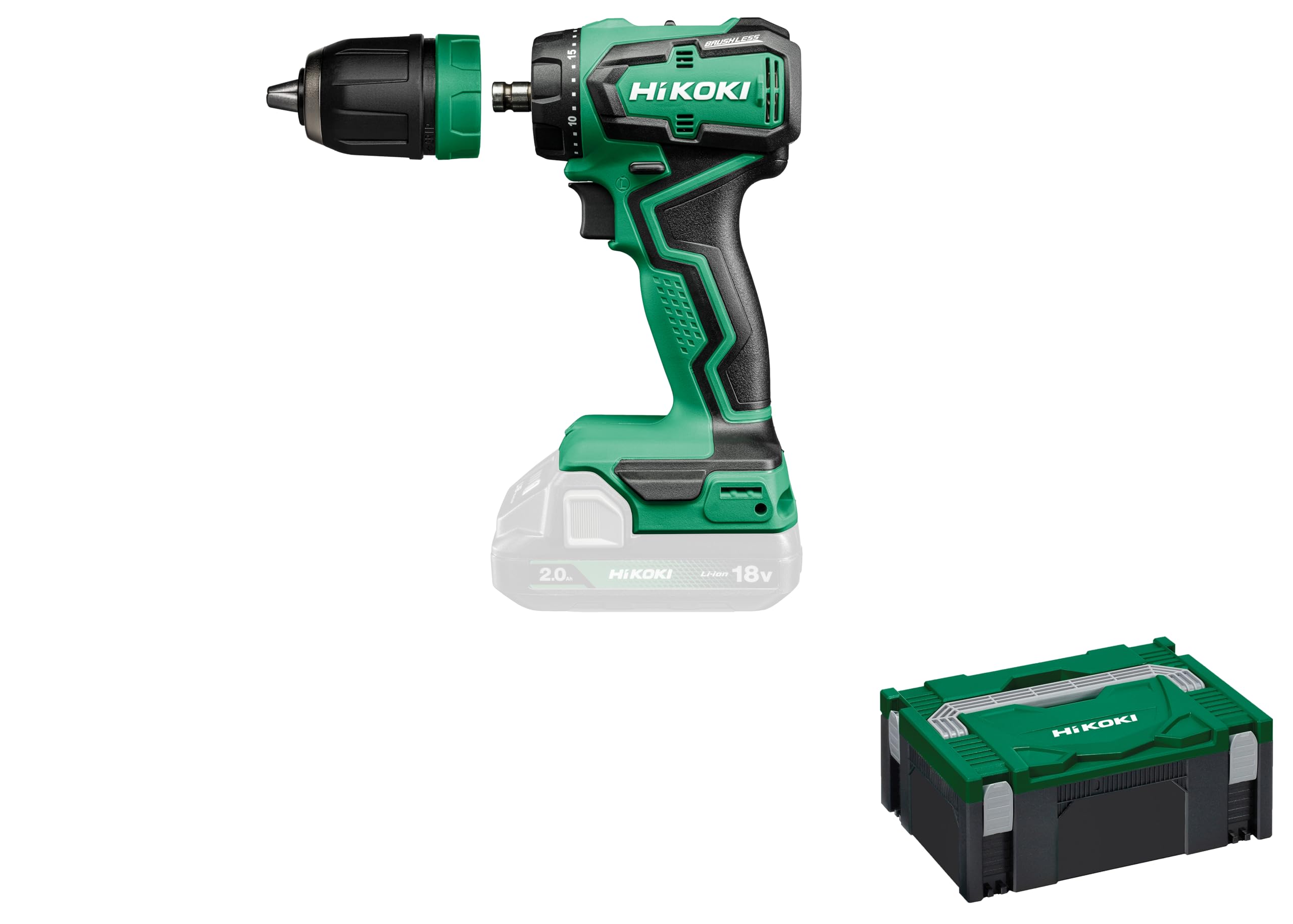 Perceuse visseuse sans fil 18V couple 55 Nm avec mandrin Quick 13 mm HIKOKI