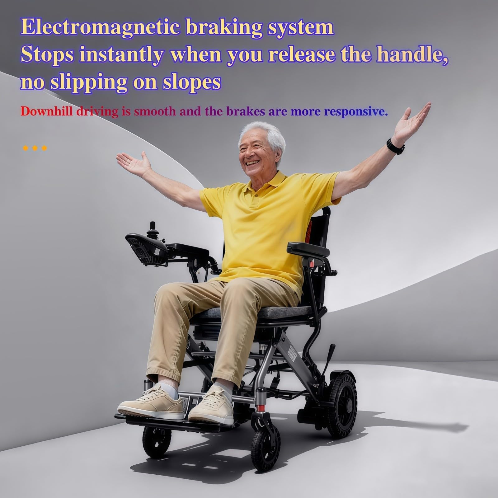 Silla de ruedas eléctrica, scooter de movilidad plegable ligero para ancianos y discapacitados, diseño inteligente totalmente automático, fácil de transportar, conducción cómoda