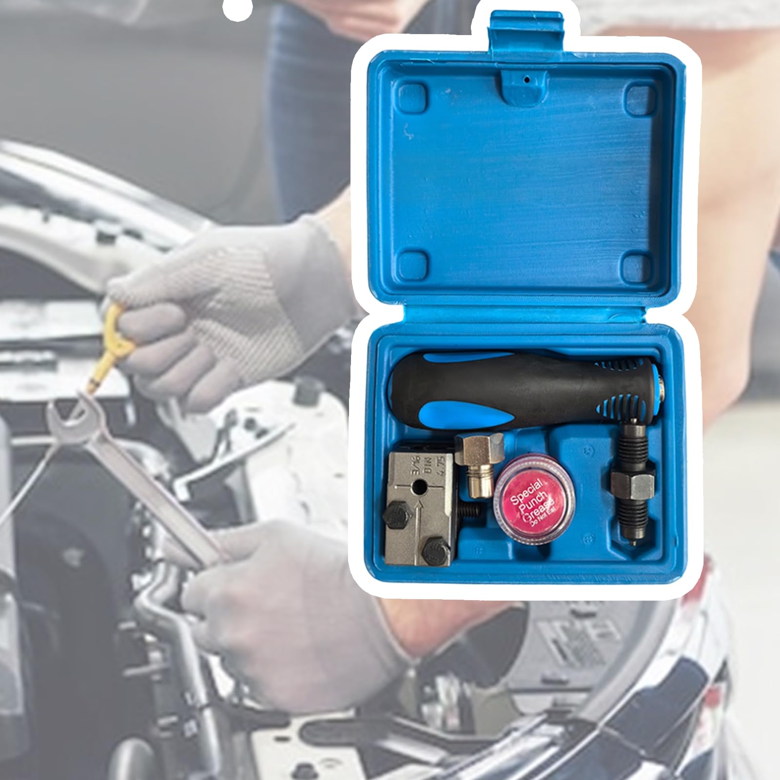 Dispositivo di svasatura della linea del freno dell'automobile 3/16 "4,75 mm Strumento di svasatura manuale dei tubi doppio strumento di svasatura Set con scatola freno Lines Tool