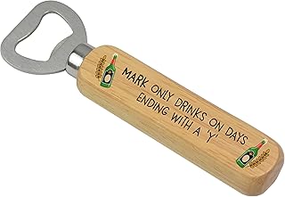 Wooden Beer Bottle Opener Gifts for Him, Dad, Grandad, Husband, Boyfriend - PERSONALISED Funny Birthday, Christmas, Fathers Day Gifts for Him, Men - Custom Home Bar Pub Bottle Opener Accessories