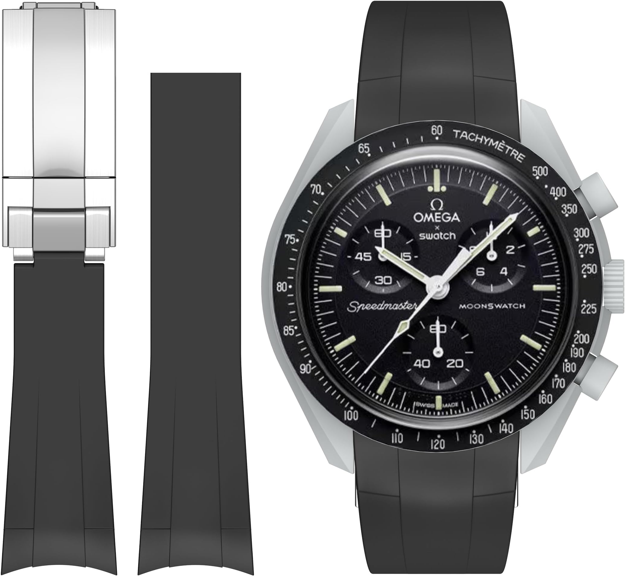 Bonace Strap for Omega X Swatch MoonSwatch/Rolex Watch/Seiko Watch/Omega x Swatch MoonSwatch Speedmaster Seamless Replacement Silicone Watch Strap 20mm