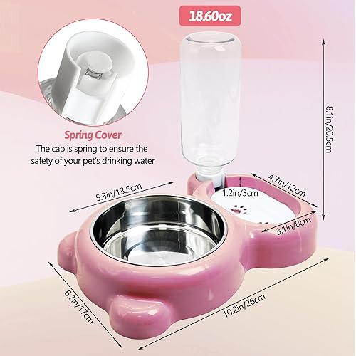 Miniatura 3 de Dispensador de agua automático de conejo, tazón de acero inoxidable desmontable, botella de agua sin derrames, alimentador de alimentos para