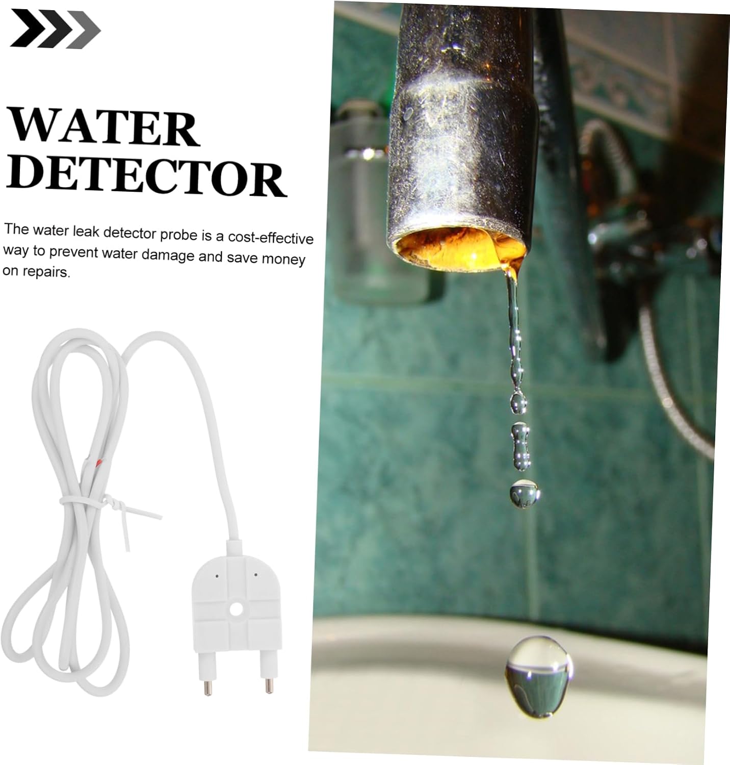 Artibetter Water Detector Probe Leak Sensor Moisture Long Cable Water Detection Tool