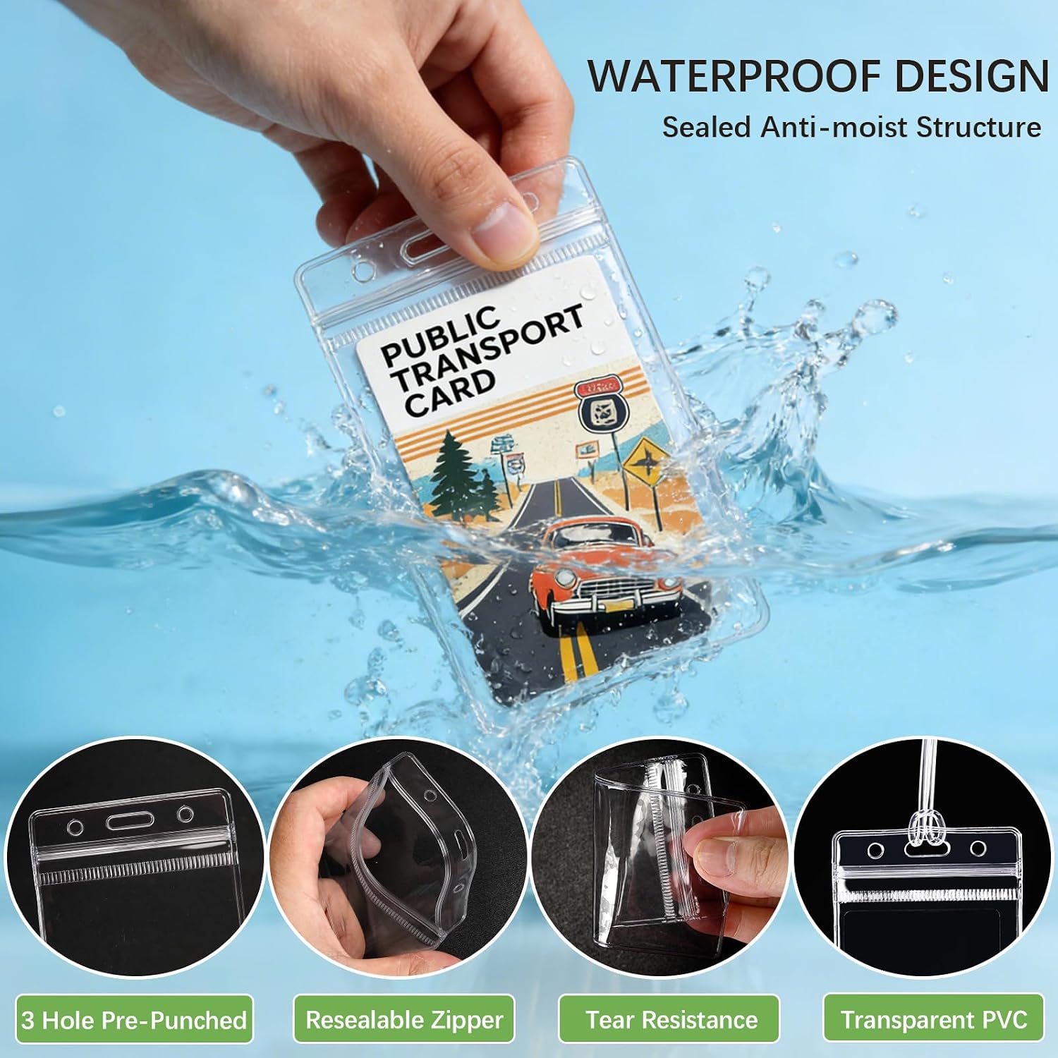 400 Pcs Clear Plastic Luggage Tags Holder Bulk Waterproof ID Card Badge Holder with Bag Tag Loops, Luggage Tag Loop Straps for Suitcases, Backpacks,School, Business Travel& Office Supplies image 3