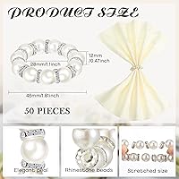 Vista 2 de 50 servilleteros de perlas – plata elástica estirada con diamantes de imitación de serviette hebilla de resorte con cuentas para fiesta de Acción