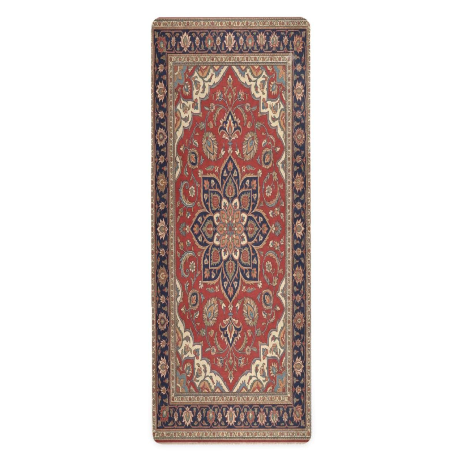 Kigai Tapis de yoga rouge motif persan tapis de fitness respectueux de l'environnement antidérapant portable pliable tapis d'entraînement au sol pour pilates maison gym exercice plage 179,8 x 66 cm