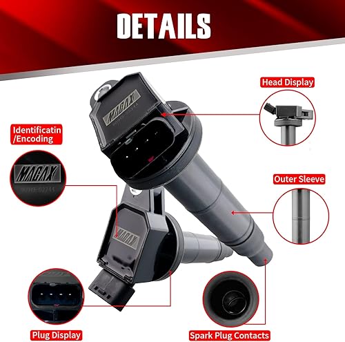 Miniatura 9 de Juego de 4 bobinas de encendido MACAX UF350 C1398 compatibles con Nissan Altima Sentra X-Trail 2002-2008  L4 25L