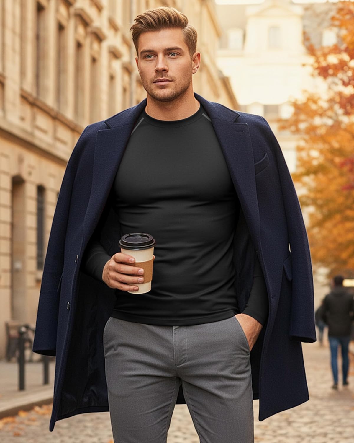 Coume 4 Pack Men's Thermal Compression Shirt Fleece Lined Turtle Mock Neck Undershirt Long Sleeve Athletic Workout Base Layer(Black and Gray,Medium) - Image 3