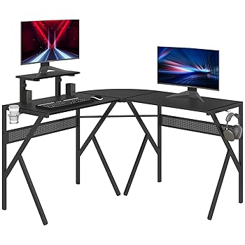 HOMCOM Gaming Desk L-Shaped Corner 125x125x75cm Gaming Desk Black