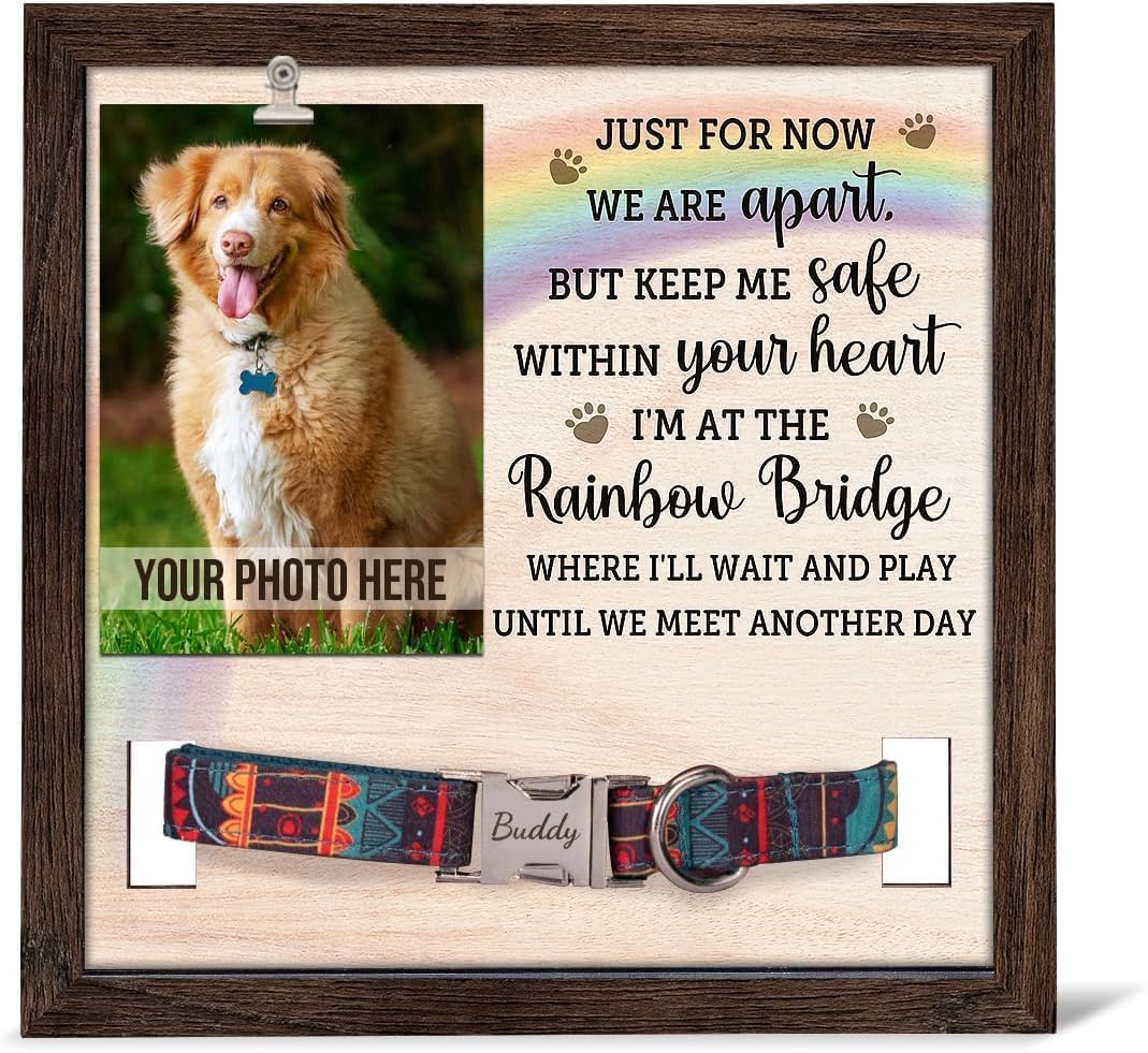 Pawfect House 9x9 IN Pet Picture Frame Memorial With Collar Holder, Loss Of Dog Sympathy Gift, In Loving Memory Of Cat Picture Frame, Dog Bereavement Gifts, Pet Memorial Gifts For Dogs