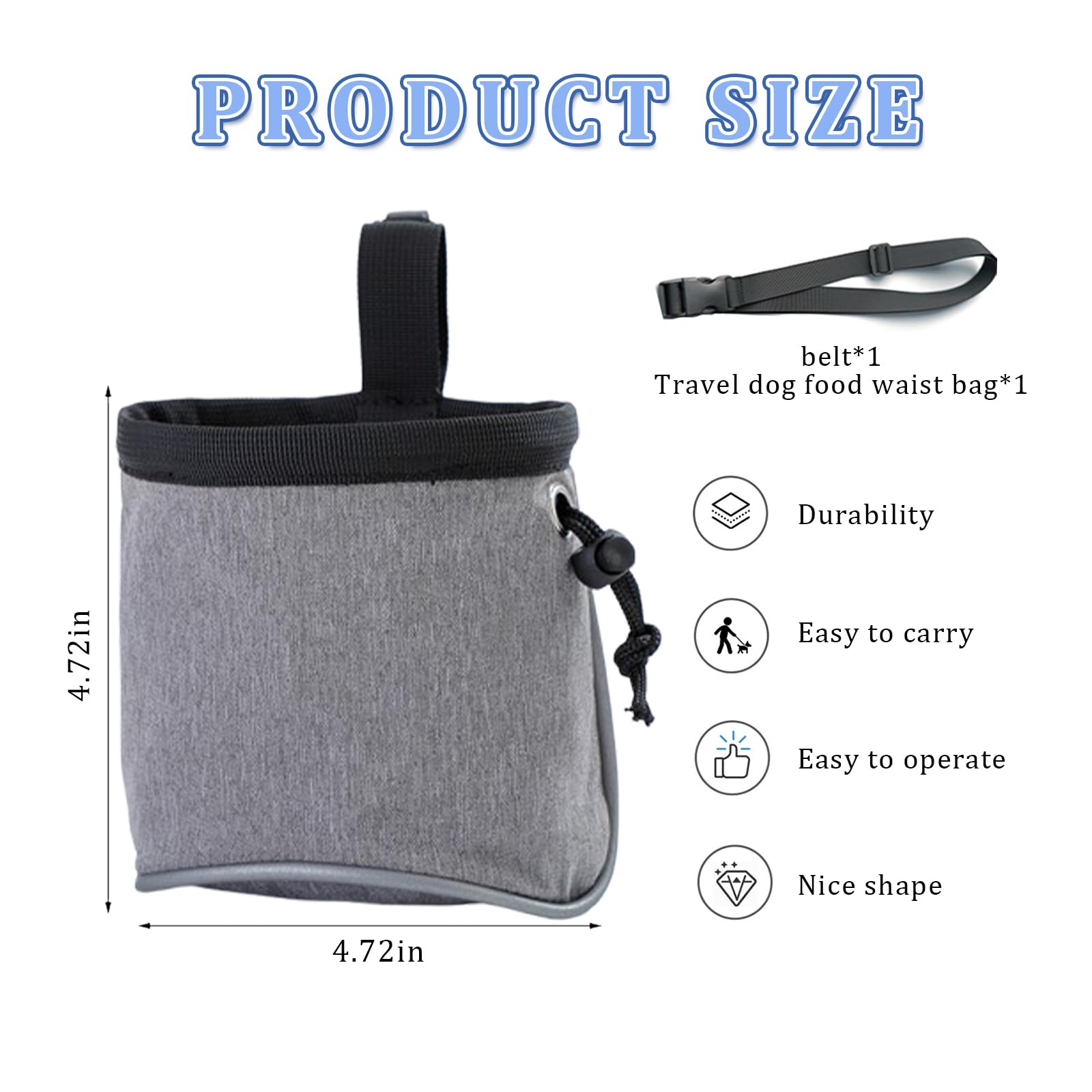 Borsa per Dolcetti per Cani, Borsa per Cani di Alta qualità con Dispenser per Sacchetti per Cacca Incorporati, Cintura Regolabile e Strisce Riflettenti, per Giocattoli e Snack