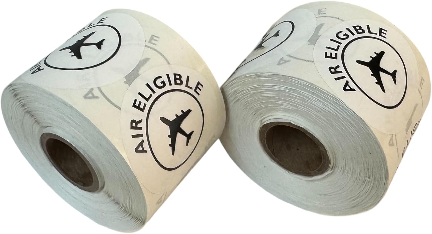 2” Round Air Eligible (with Plane Image) Adhesive Stickers – (2) Rolls 1,000 Labels Total for Shipping & Freight Packaging