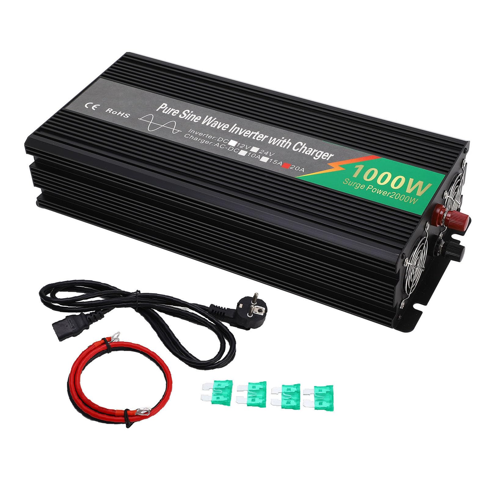 Fafeicy Falownik Czystej Fali Sinusoidalnej, 1000W Przetwornica z (12V do