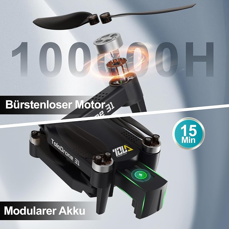 Toladrone TD31GPS 4K Drón GPS Navigációval - 5G WiFi FPV Élőkép, Kefenélküli Motor, Automatikus Visszatérés, Követés Funkció, Kezdőknek és H