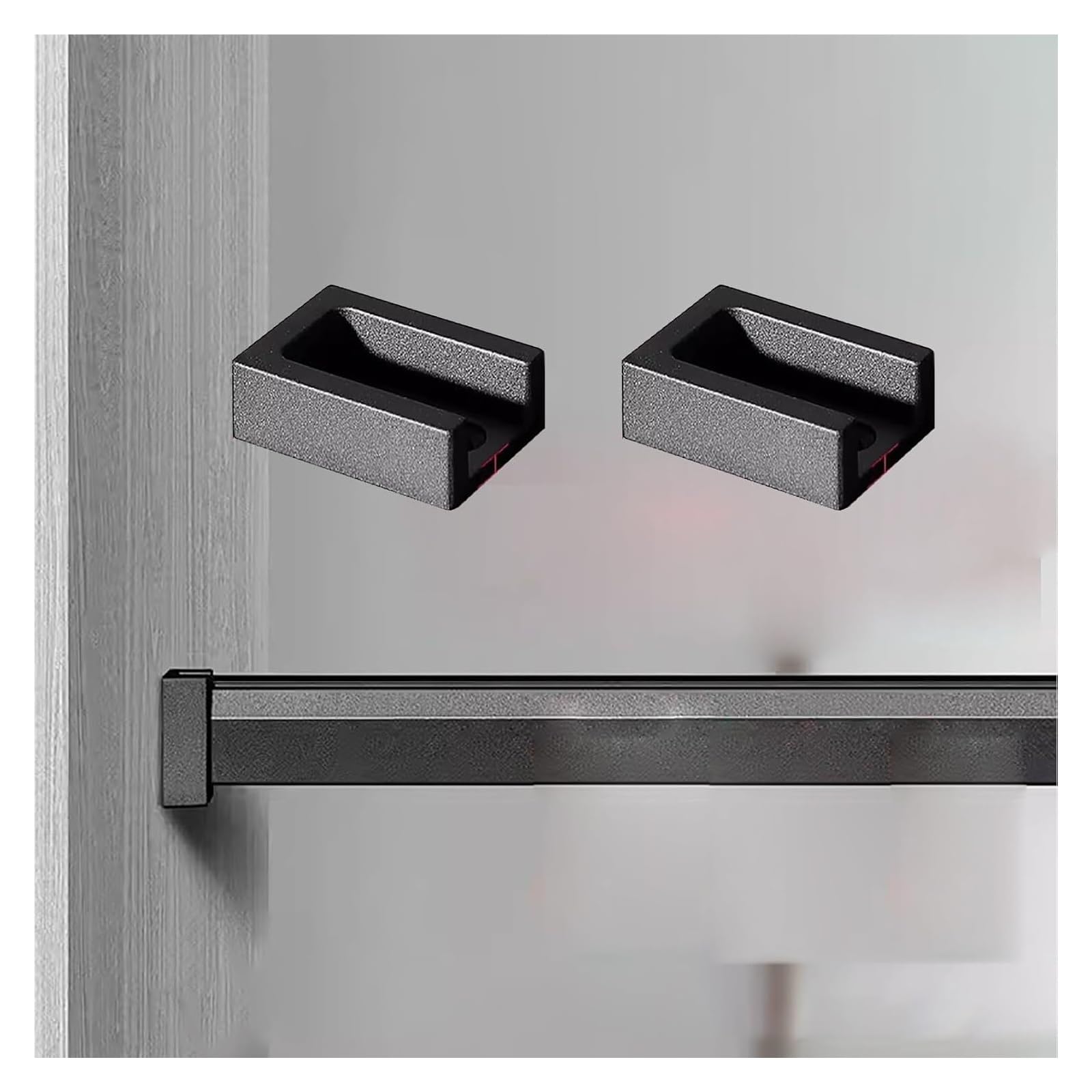Wardrobe hanging rails, Black Aluminum Closet Poles - Hanging Rod With Non-Slip Silence Strip & End Caps(Length 24in/61cm)