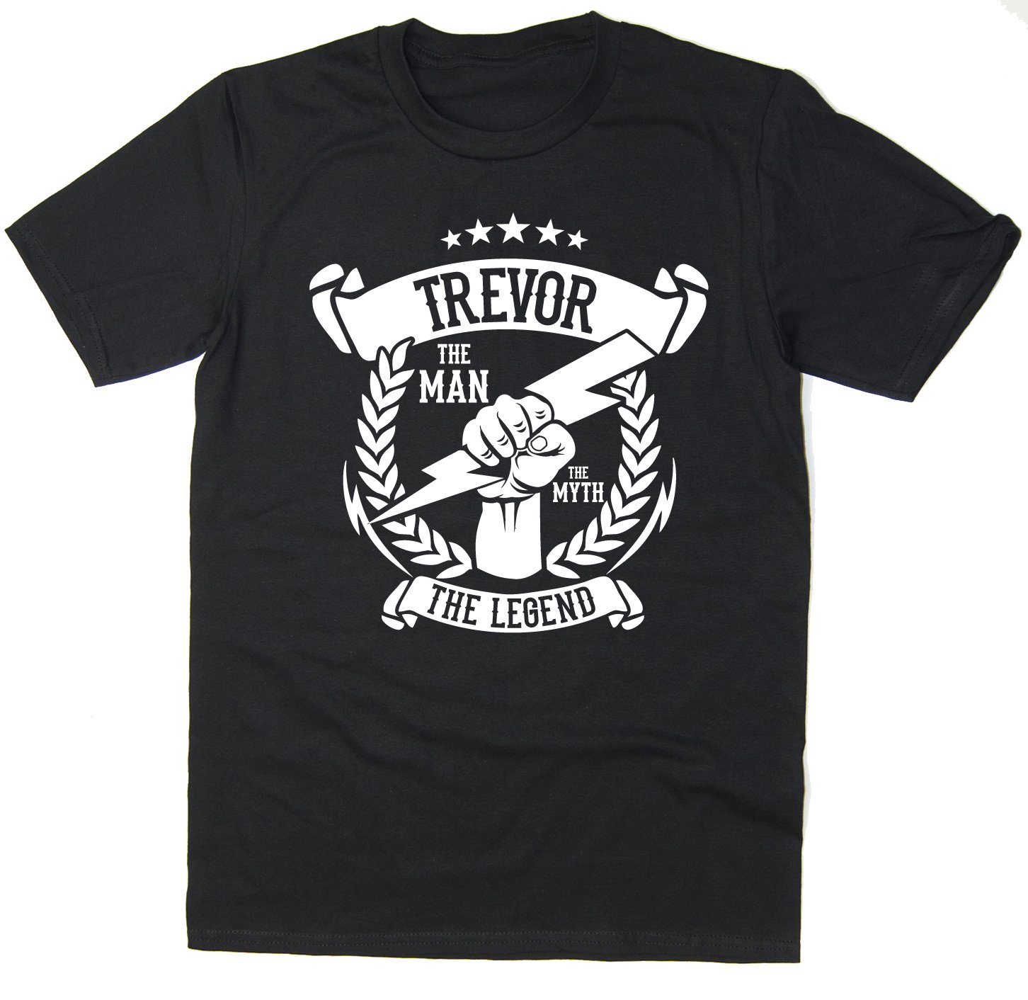 Rocket Fuel 'Trevor - The Man, The Myth, The Legend' Mens Funny Printed T-Shirt - Black - Large