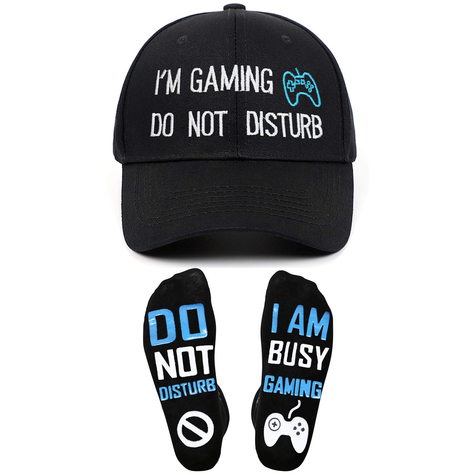 Novelty Gaming Socks Hat Cap Funny Gamer Gifts for Dad Men Kids Teens Boys