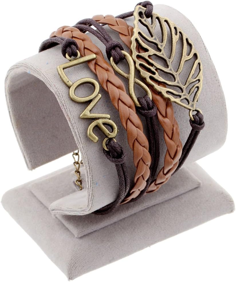 Leather Love Leaf Sign "8" Charm Handmade Bracelets & Friendship Bangles