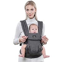 Vista 3 de SUNVENO Portabebés ergonómico, ajustable para recién nacidos a niños pequeños, convertible, para todas las estaciones, gris