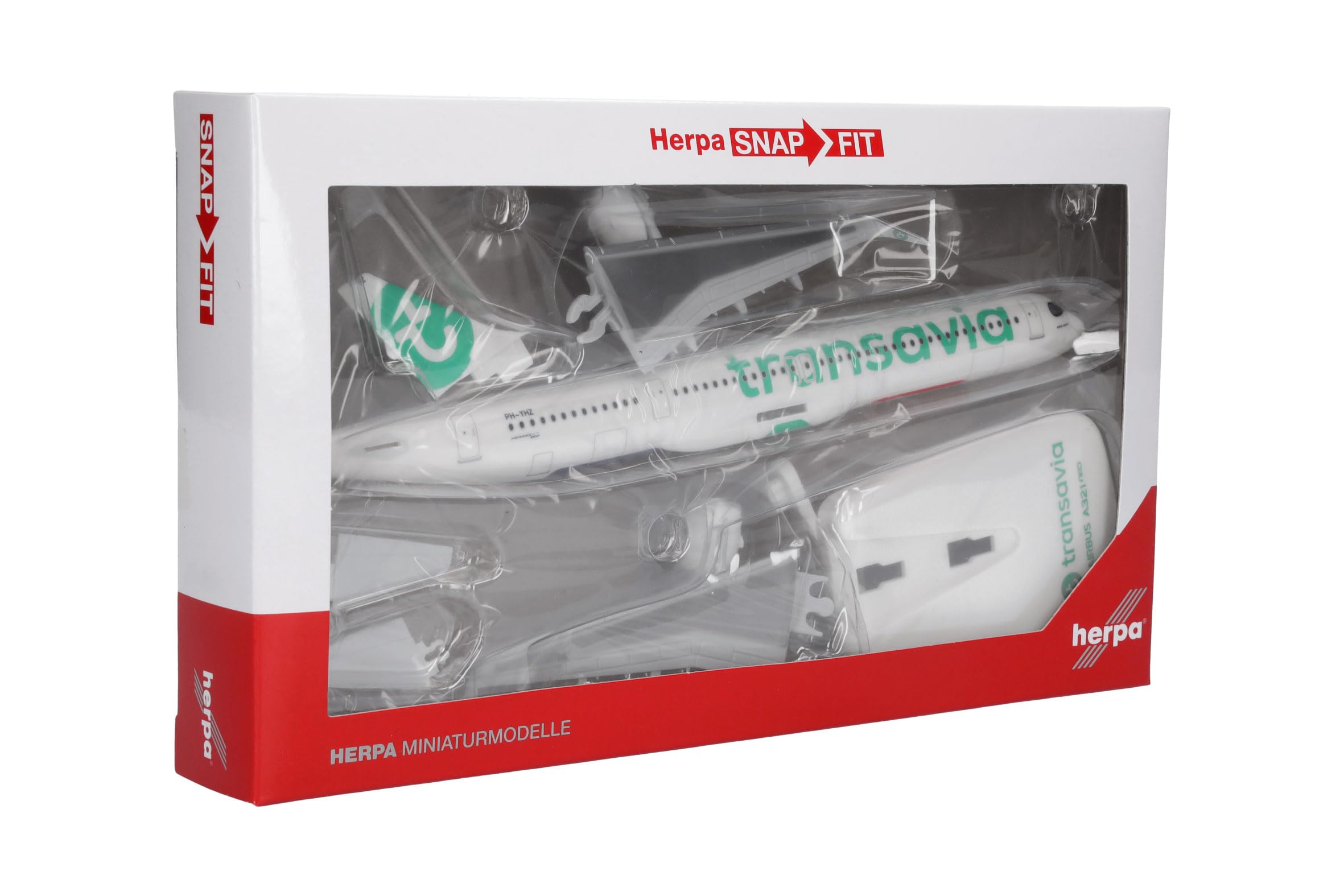 Herpa Avion Miniature Snap-Fit Transavia Airbus A321neo PH-YHZ échelle 1:200 plastique modèle collection support