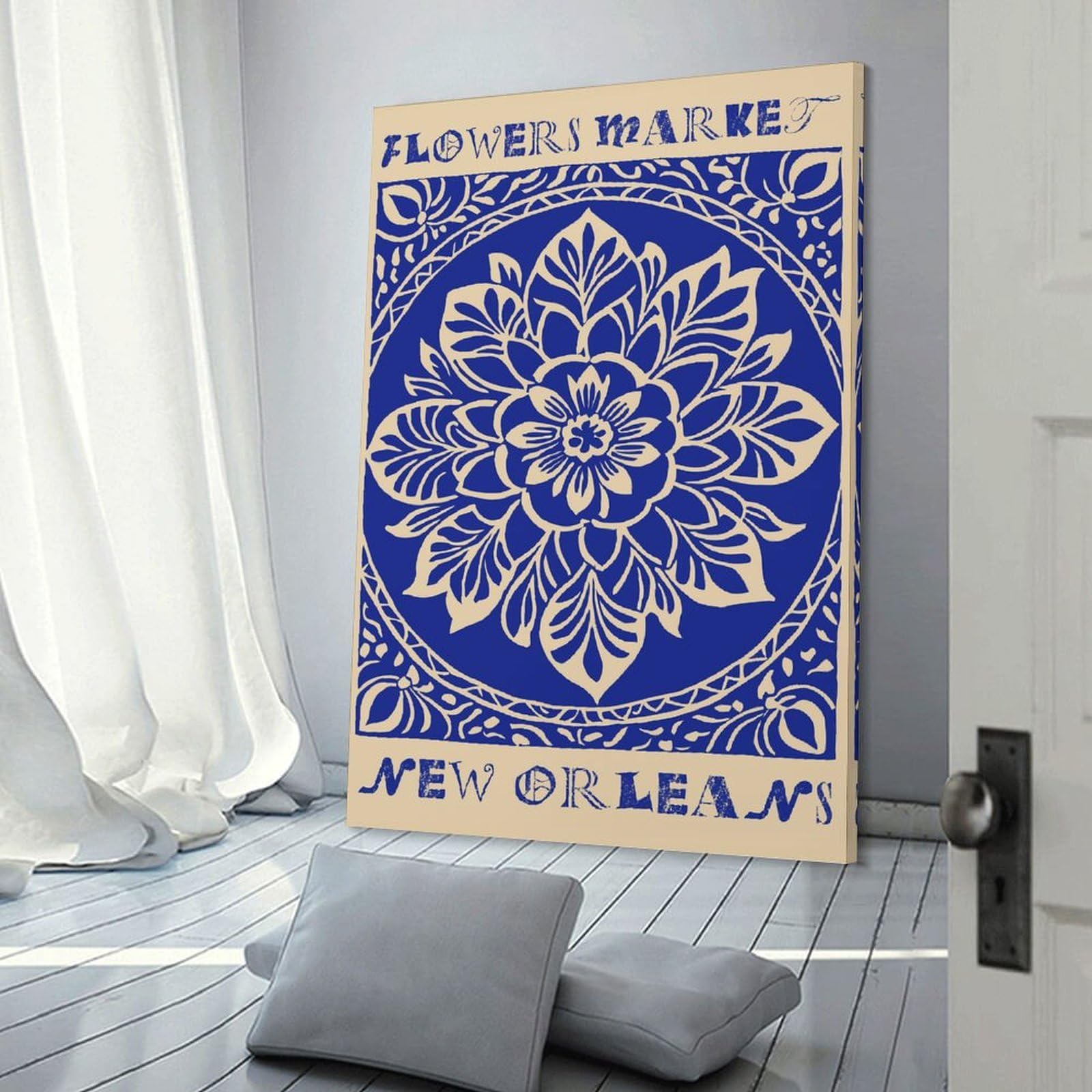 Junmoney New Orleans Flowers Market Decorative Canvas Print 20x30inch(50x75cm), for Gallery Wall Layouts in Home Or Office, Home Wall Art for Statement Displays