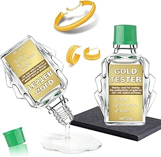 AllisWay Gold Tester, Gold Prüfgerät, Goldtester Set, Schnelle und Effiziente, Zuverlässige Prüfung, Einfache Bedienung, Goldprüflösung+Prüfstein, Geeignet für Edelmetalle von 999, 10K-24K, 2 * 20 g