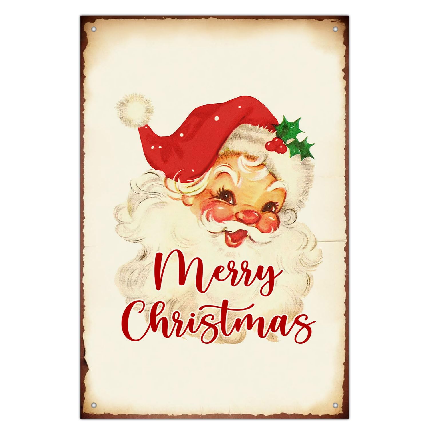 grapehiker Christmas Santa Metal Signs Vintage Red Santa