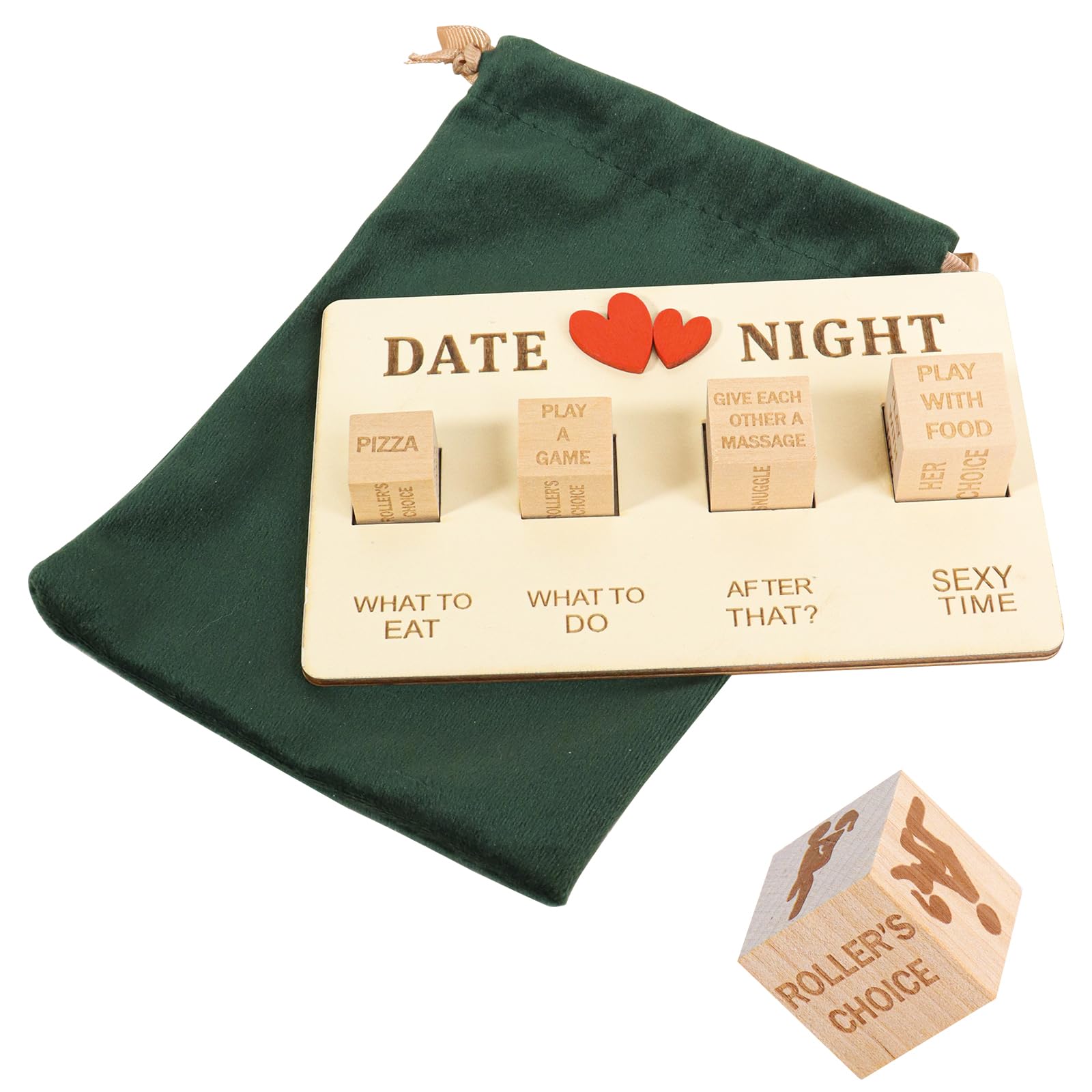 Photo 1 of Date Night Dice, Wooden Couples Dice Game, Valentines Day, Him & Her Creative Game for Romantic Evenings, Gift Ideal for Boyfriend, Girlfriend, Husband